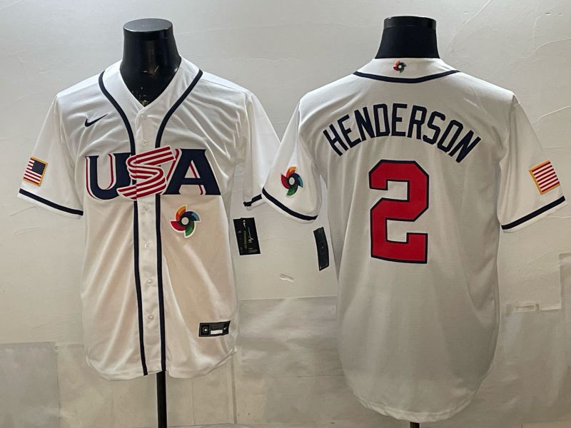 Men 2026 World Cub USA #2 Henderson White Game Nike MLB Jersey style 0010